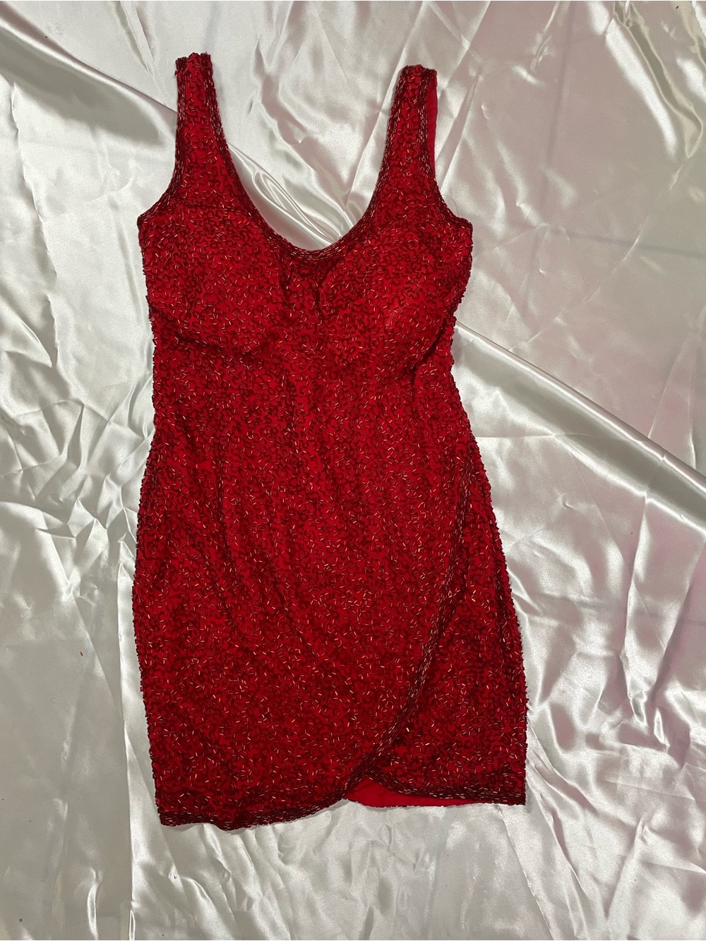 Oleg Cassini Red Textured Scoop-Neck Mini Dress